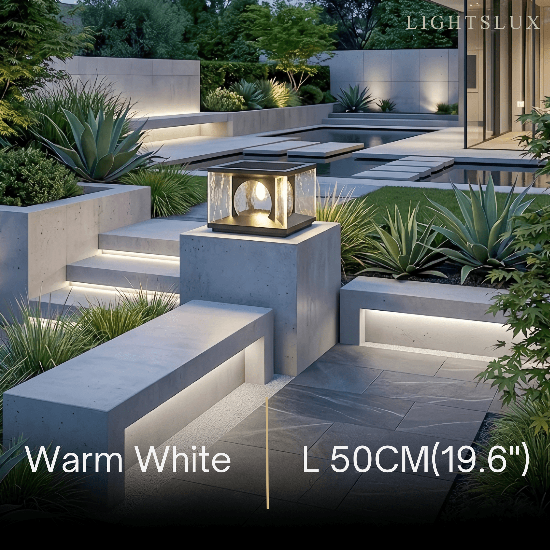 Art Deco Square Pillar Light – Black Metal for Outdoor Garden - Flindria