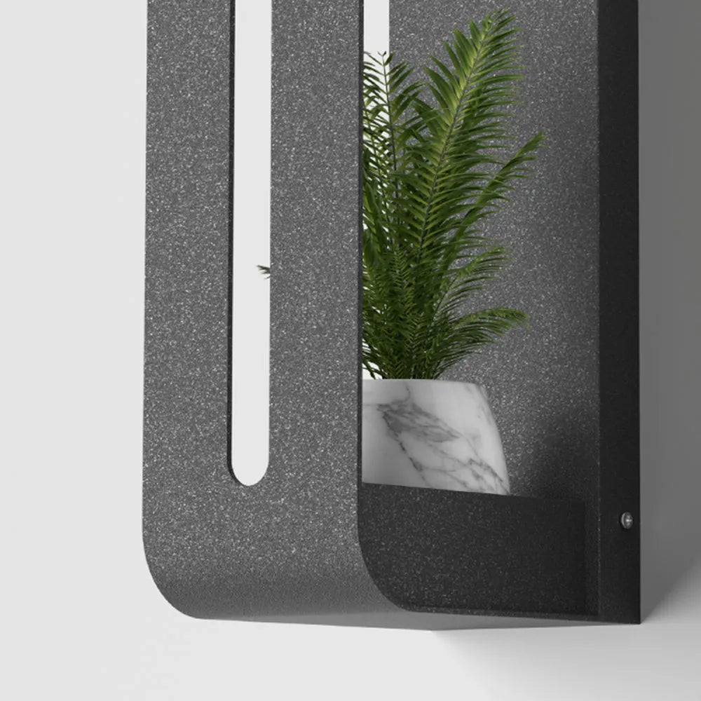 Modern Rectangular Outdoor Wall Sconce - Black Metal/Acrylic for Courtyard - Flindria