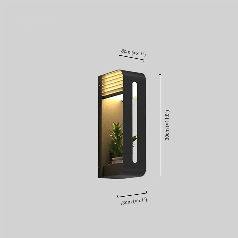 Modern Rectangular Outdoor Wall Sconce - Black Metal/Acrylic for Courtyard - Flindria