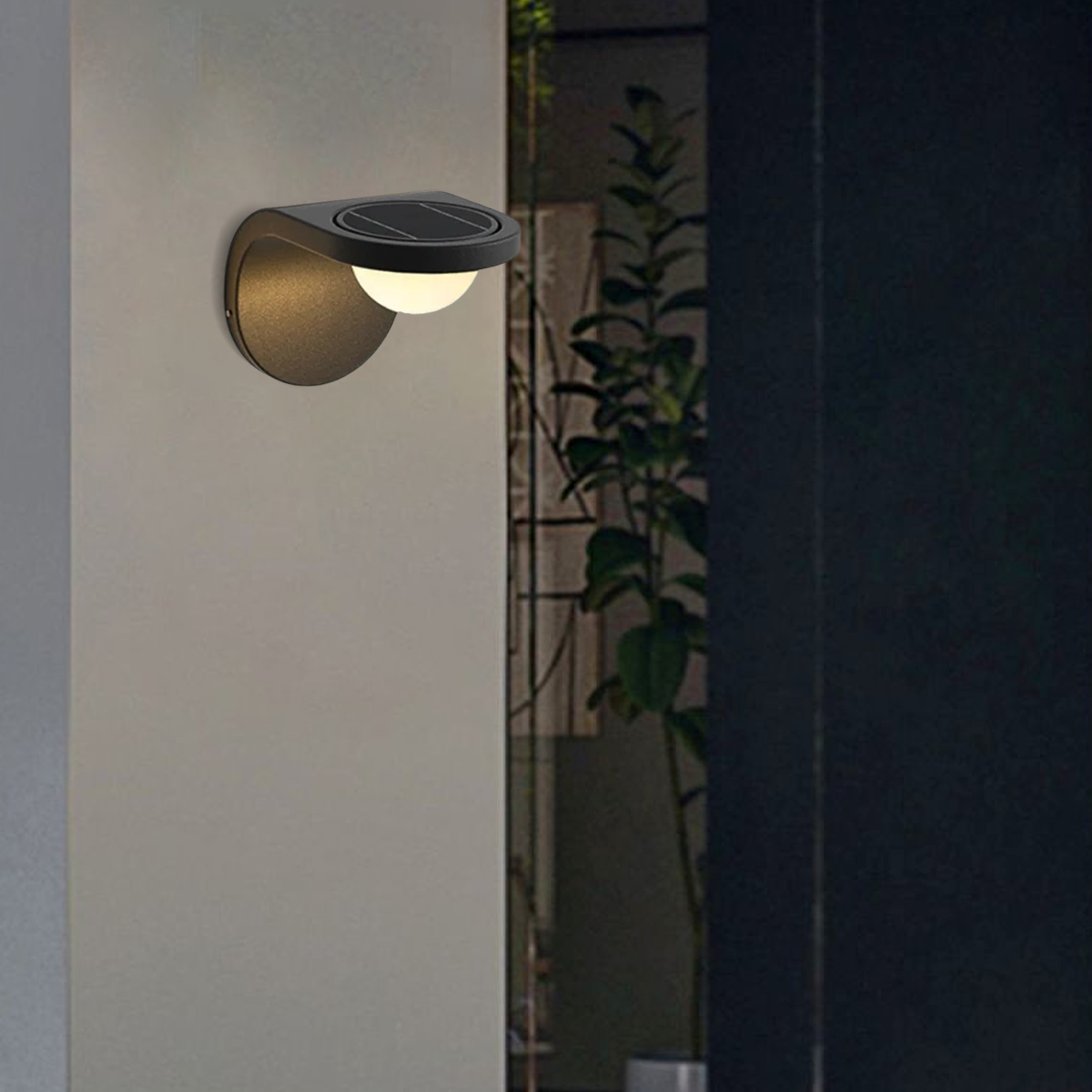 Applique murale solaire moderne avec capteur - Design arc en métal noir pour jardin - Flindria