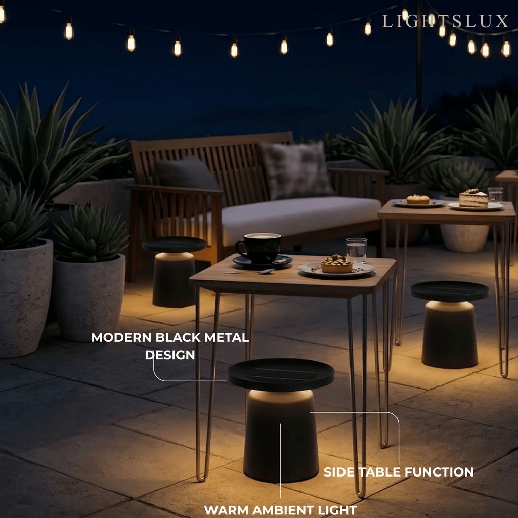 Modern Round Outdoor Floor Lamp - Black Metal for Pathways - Flindria