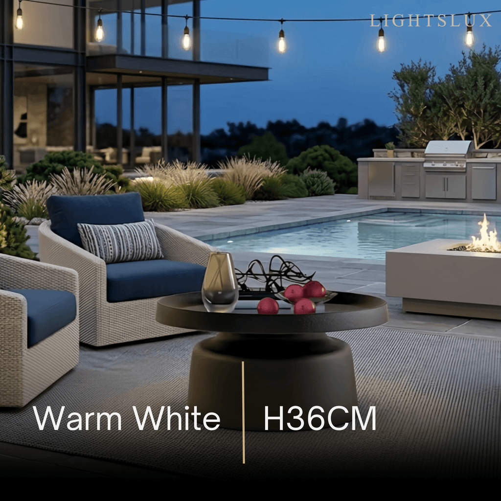 Modern Round Outdoor Floor Lamp - Black Metal for Pathways - Flindria