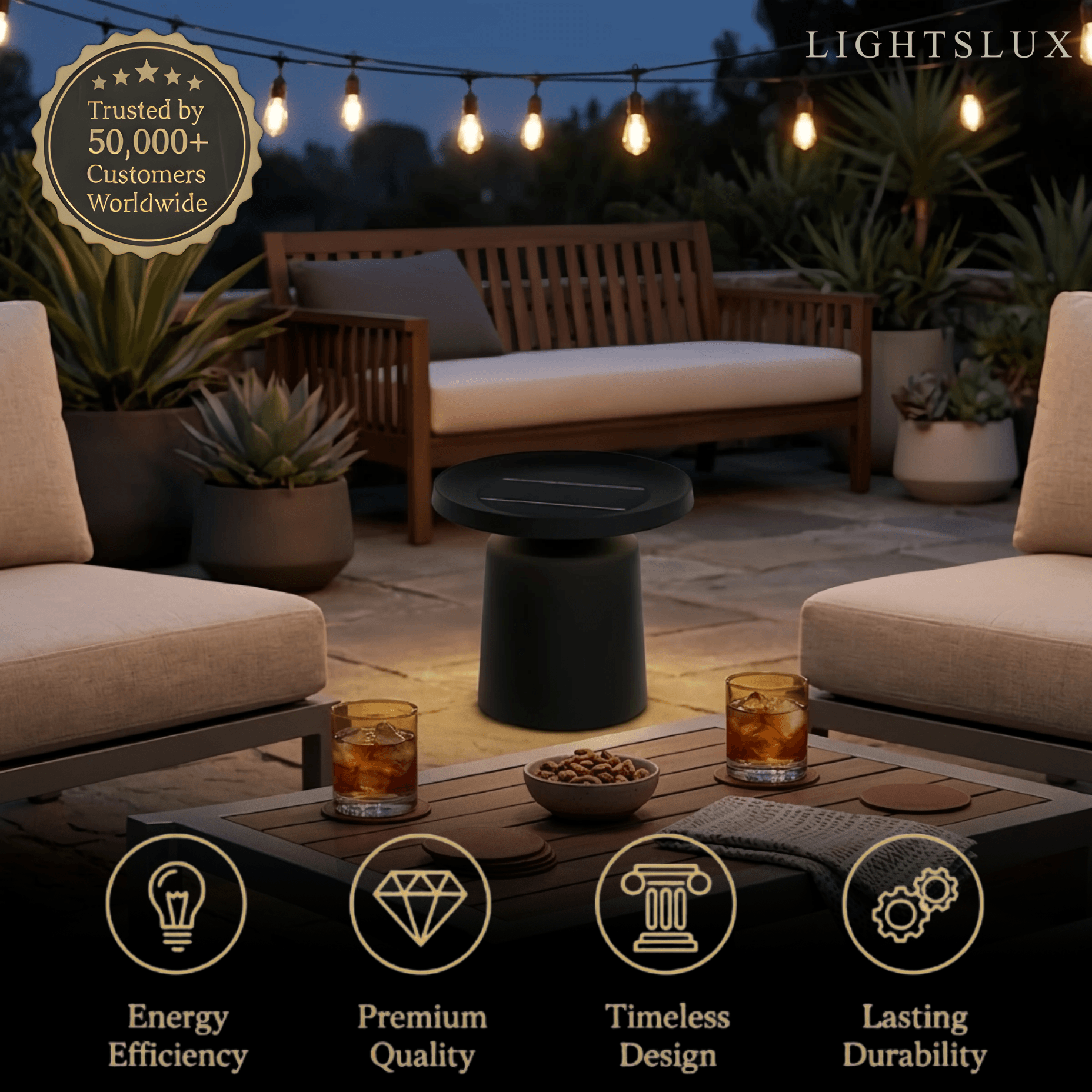Modern Round Outdoor Floor Lamp - Black Metal for Pathways - Flindria