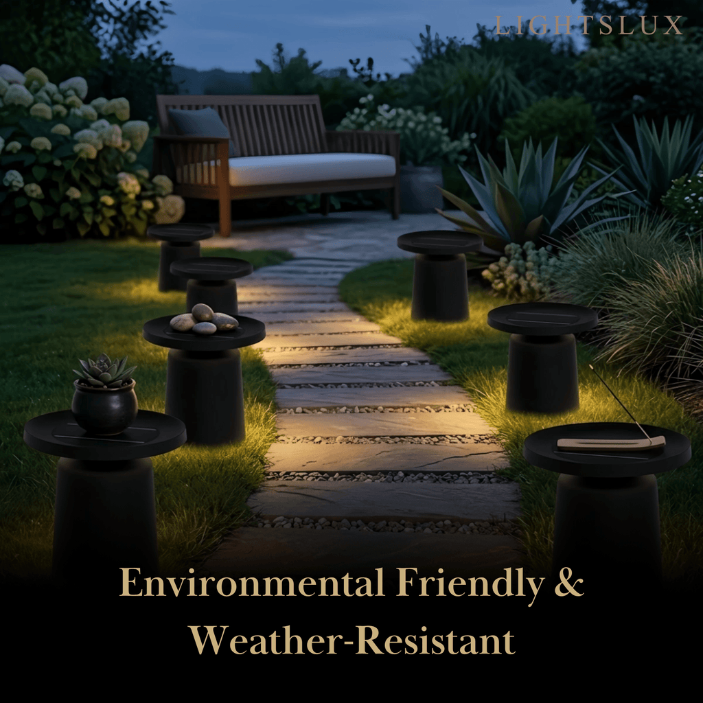 Modern Round Outdoor Floor Lamp - Black Metal for Pathways - Flindria