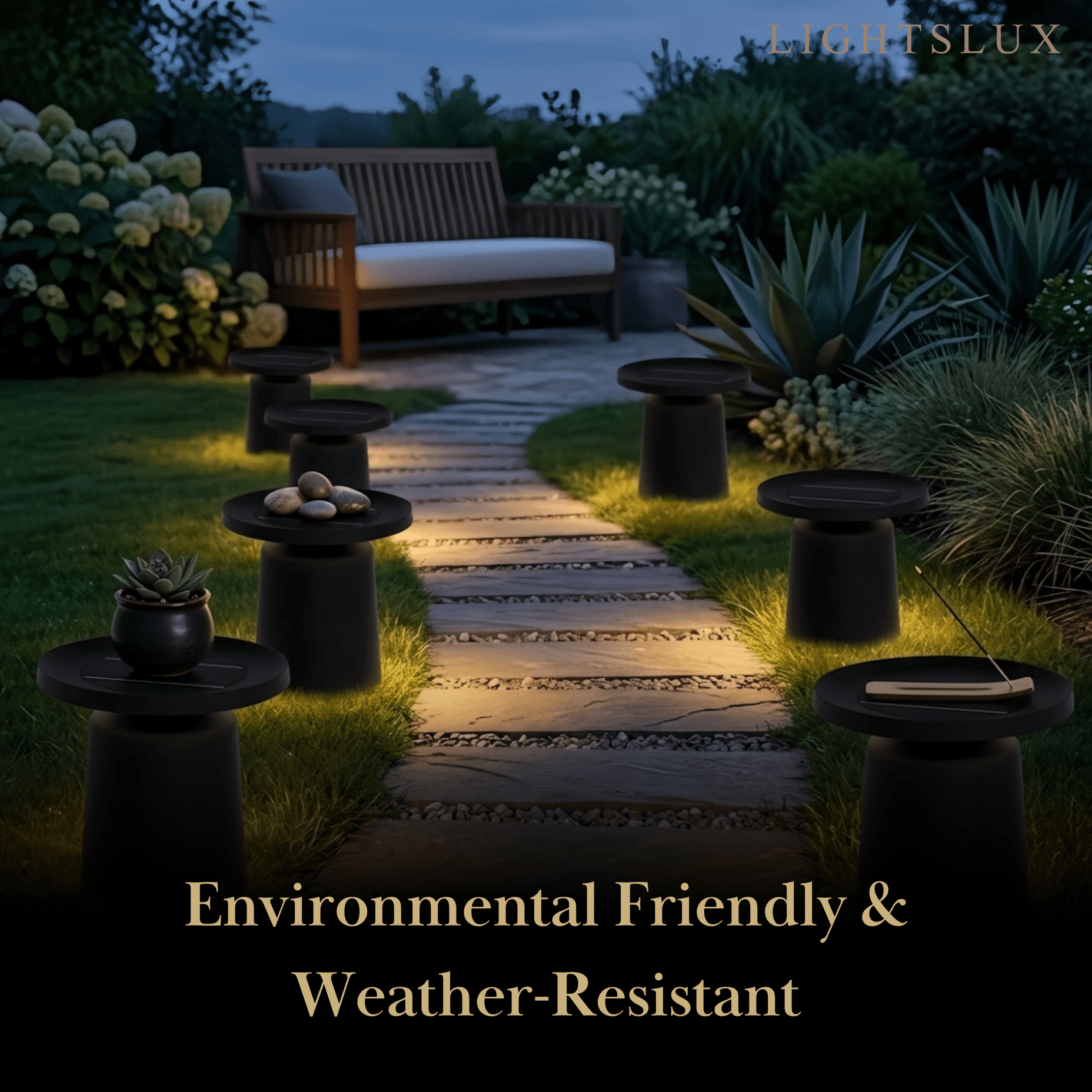 Modern Round Outdoor Floor Lamp - Black Metal for Pathways - Flindria