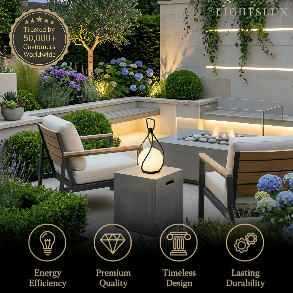 Designer Globular Pathway Light - Milky Black Metal/Acrylic for Garden - Flindria