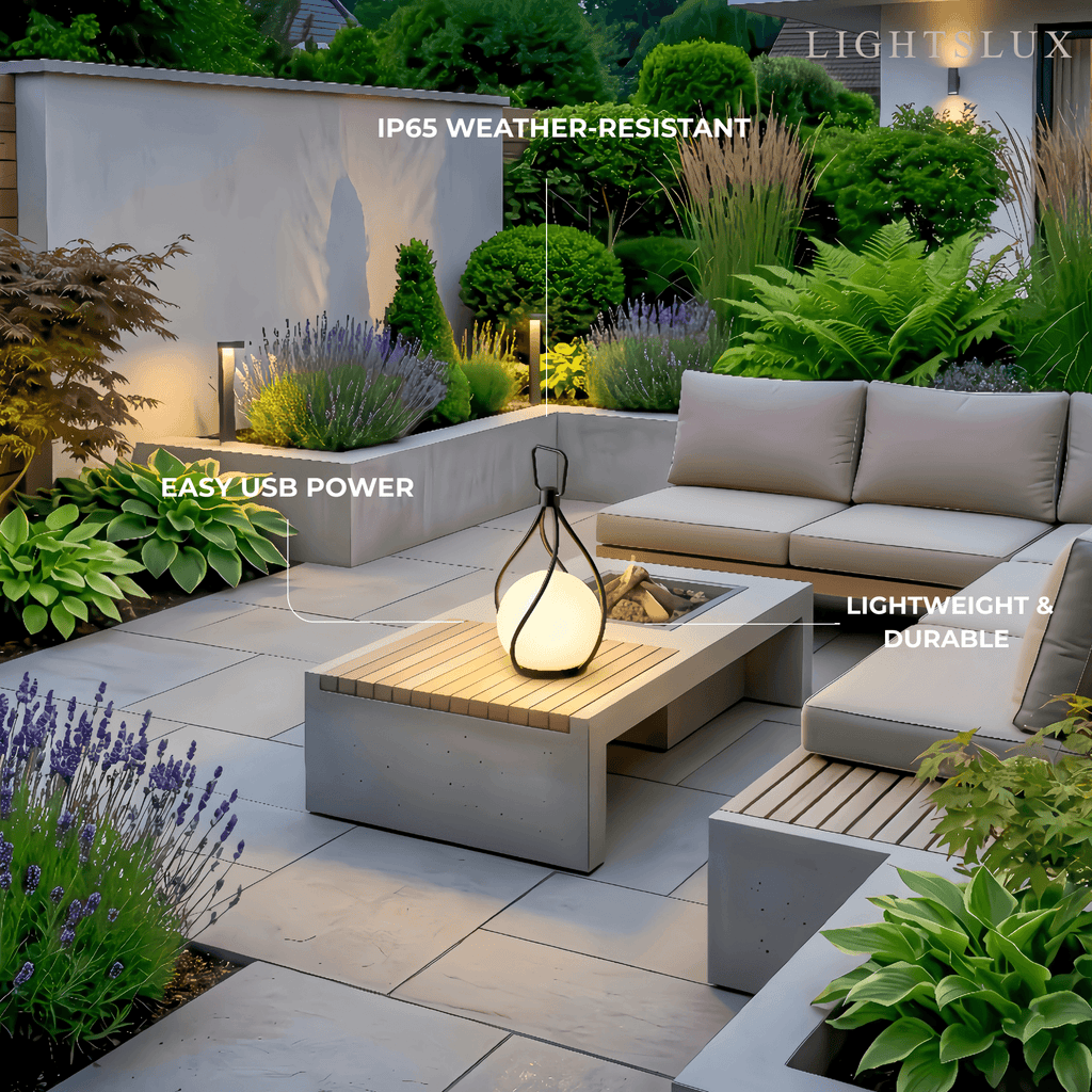 Designer Globular Pathway Light - Milky Black Metal/Acrylic for Garden - Flindria
