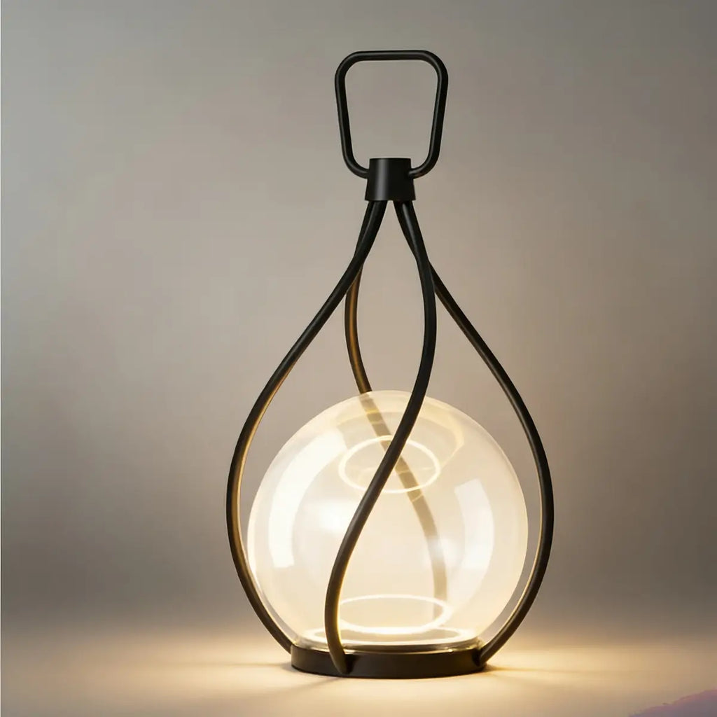 Designer Globular Pathway Light - Milky Black Metal/Acrylic for Garden - Flindria