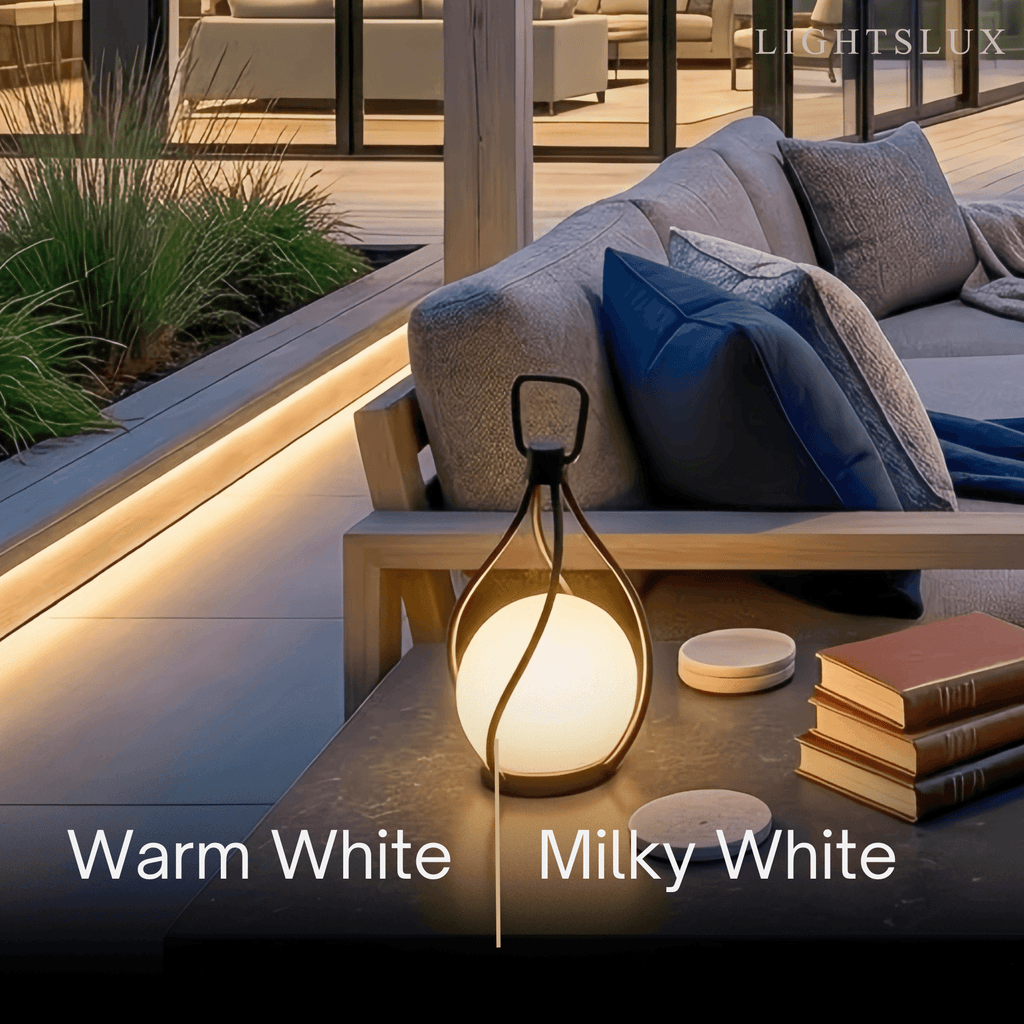 Designer Globular Pathway Light - Milky Black Metal/Acrylic for Garden - Flindria