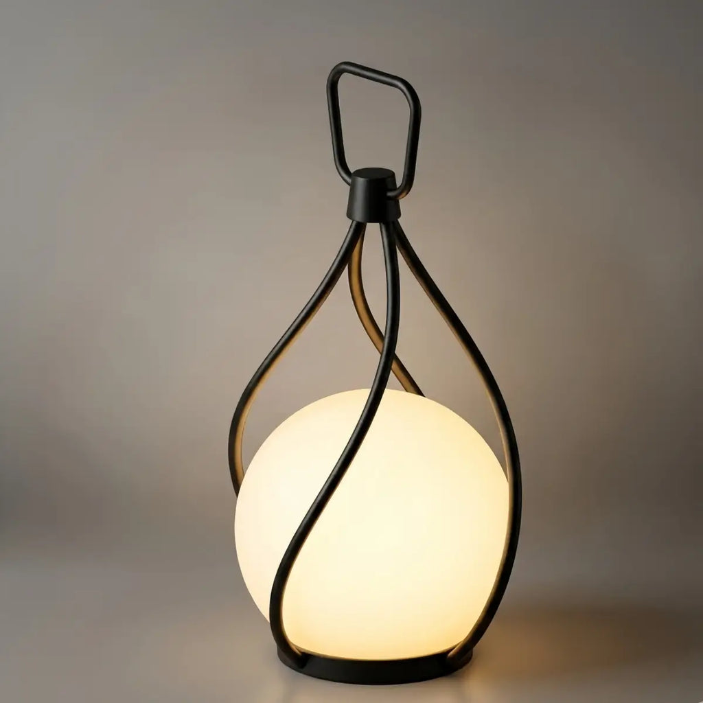 Designer Globular Pathway Light - Milky Black Metal/Acrylic for Garden - Flindria