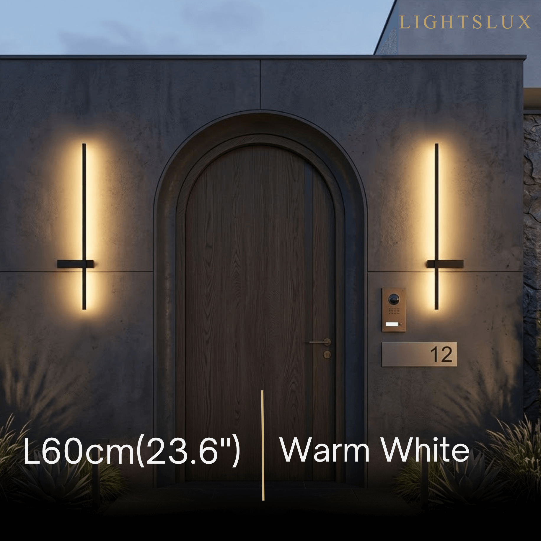Modern Linear LED Wall Lamp – Black Solar & Sensor Light Outdoor - Flindria