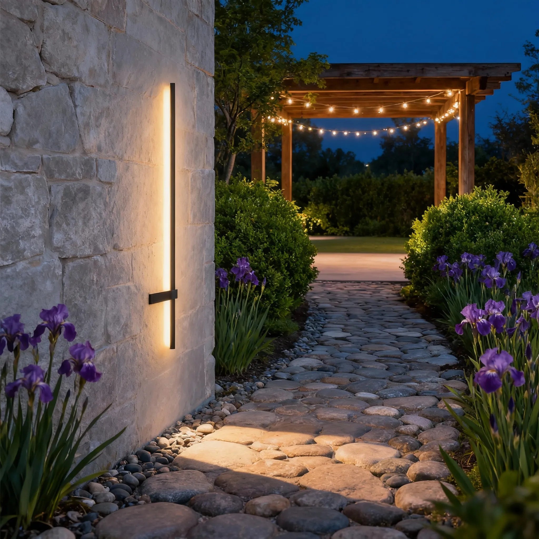 Modern Linear LED Wall Lamp – Black Solar & Sensor Light Outdoor - Flindria