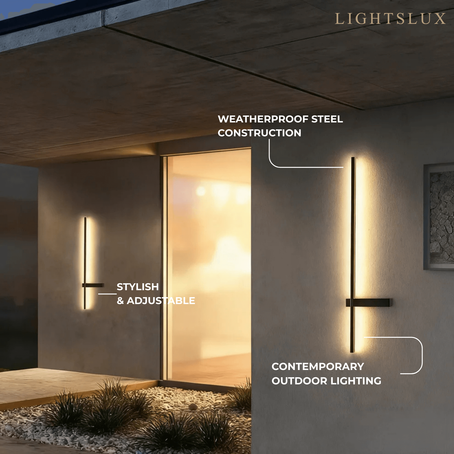 Modern Linear LED Wall Lamp – Black Solar & Sensor Light Outdoor - Flindria