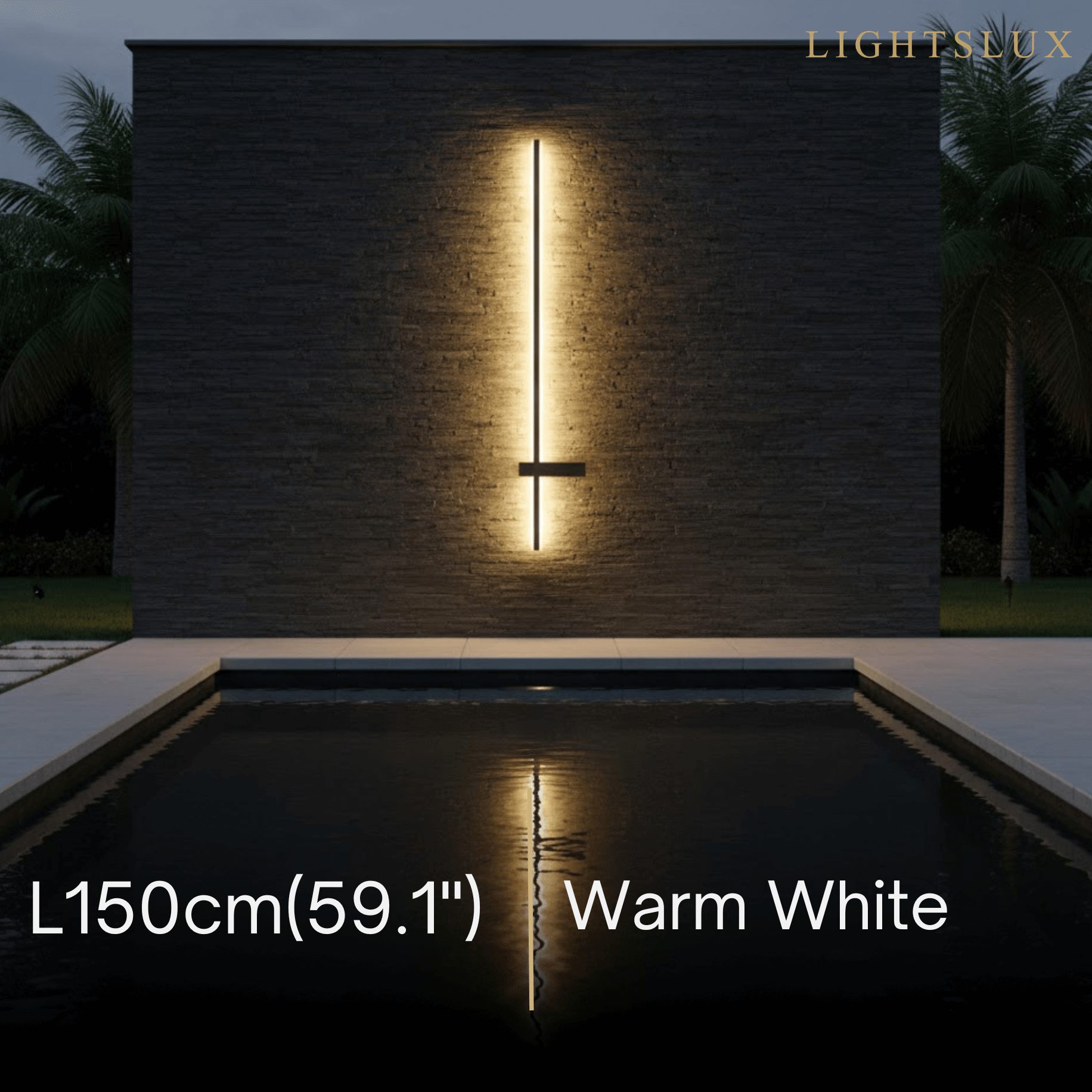 Modern Linear LED Wall Lamp – Black Solar & Sensor Light Outdoor - Flindria