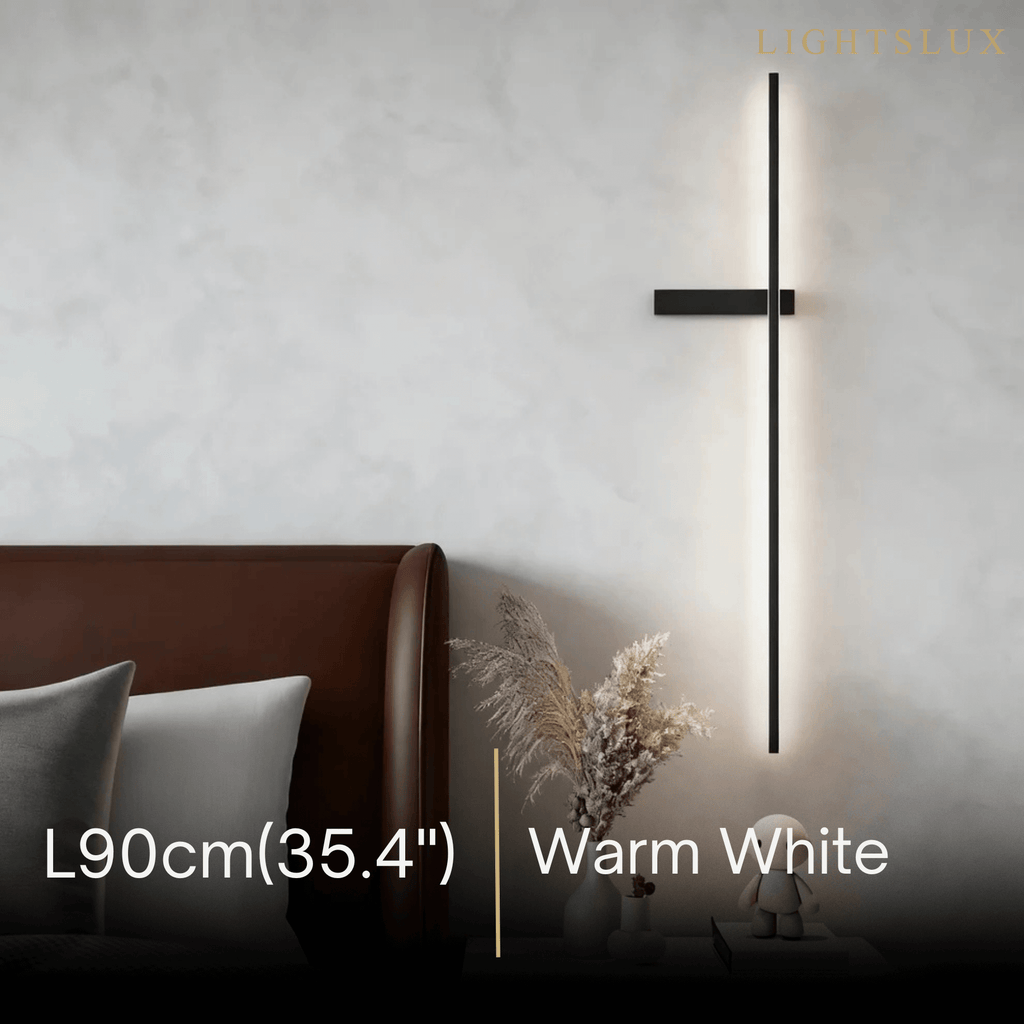 Modern Linear LED Wall Lamp – Black Solar & Sensor Light Outdoor - Flindria