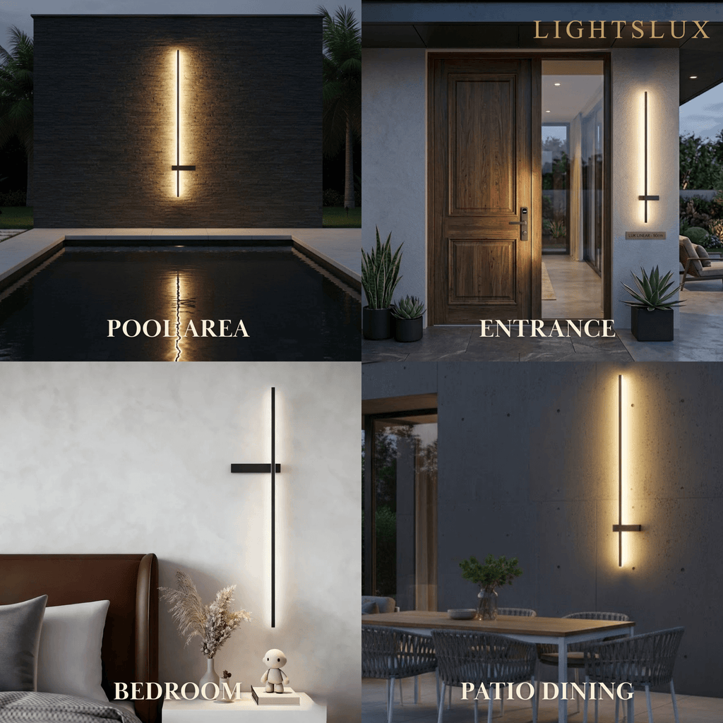 Modern Linear LED Wall Lamp – Black Solar & Sensor Light Outdoor - Flindria
