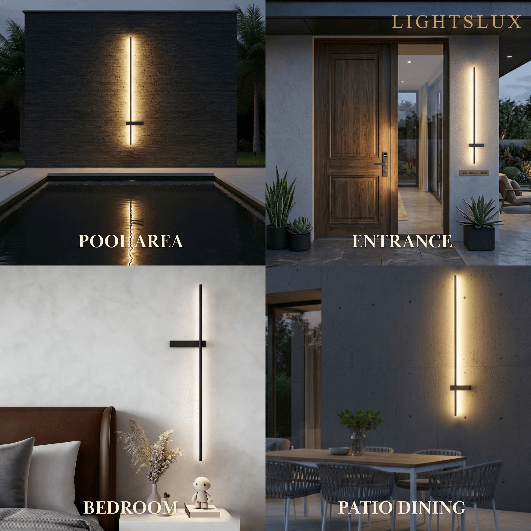 Modern Linear LED Wall Lamp – Black Solar & Sensor Light Outdoor - Flindria
