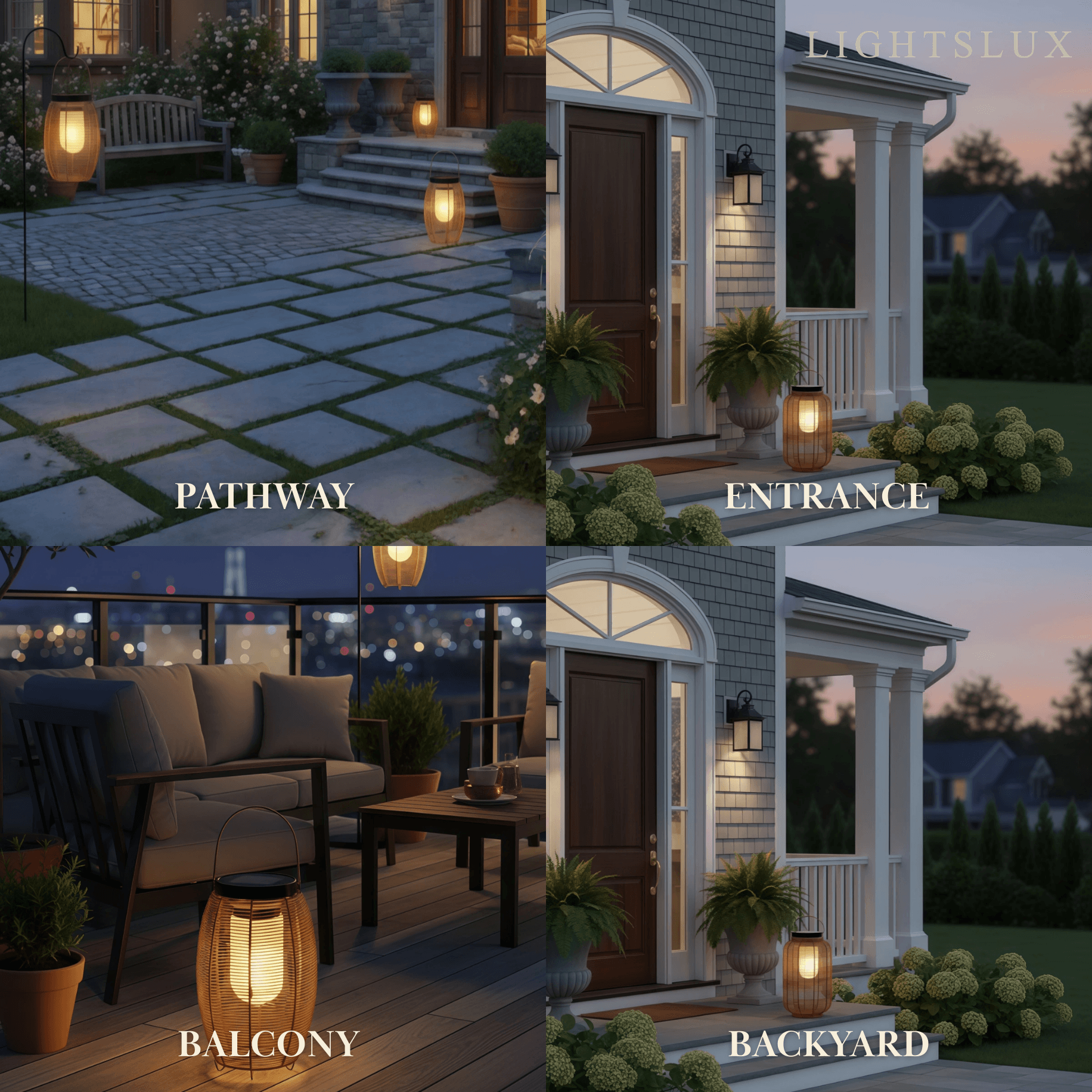 Farmhouse Floor Lamp -Metal/Rattan Lantern in Natural Wood Color Garden - Flindria