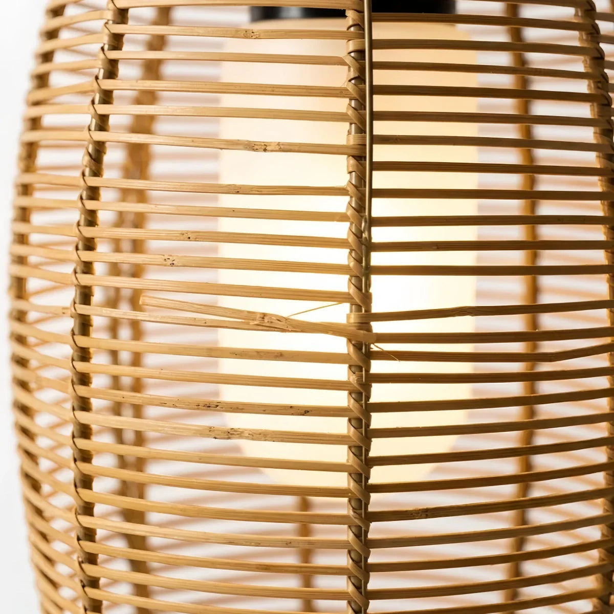 Farmhouse Floor Lamp -Metal/Rattan Lantern in Natural Wood Color Garden - Flindria