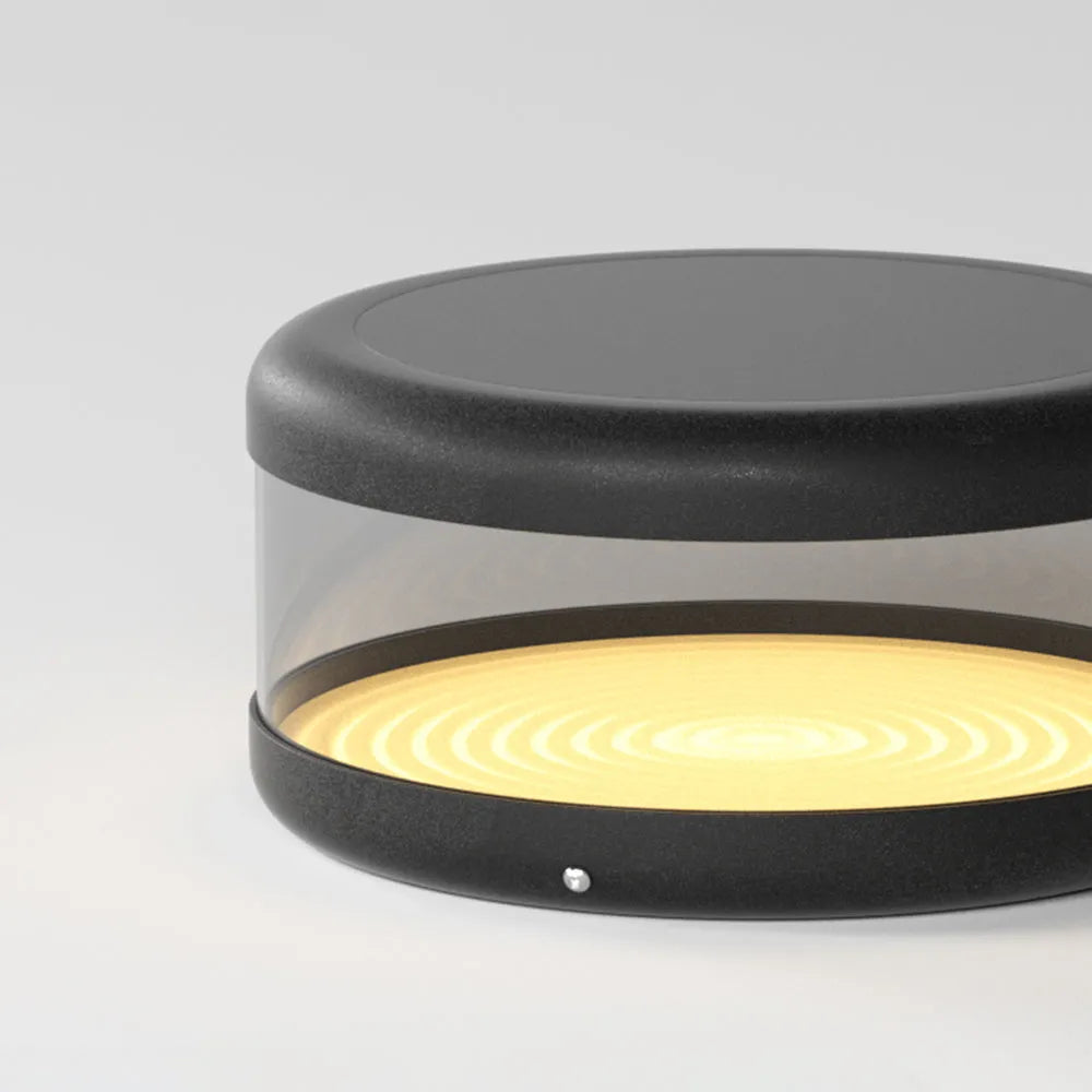 Luces modernas negras para camino exterior de metal y acrílico cilíndricas - Flindria