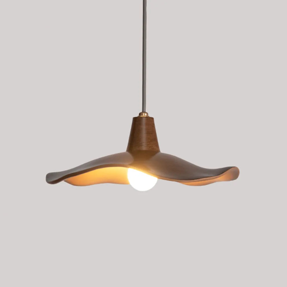 Retro Wave Pendant Light – Mahogany Resin & Metal Design for Dining Room - Flindria