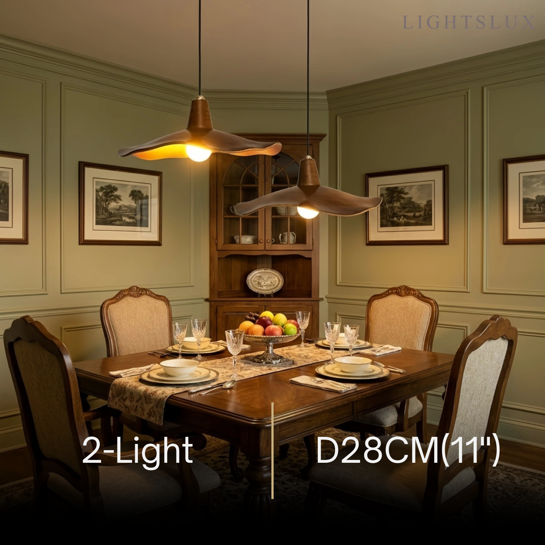 Retro Wave Pendant Light – Mahogany Resin & Metal Design for Dining Room - Flindria