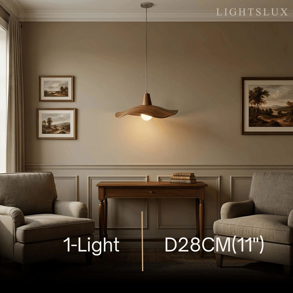 Retro Wave Pendant Light – Mahogany Resin & Metal Design for Dining Room - Flindria