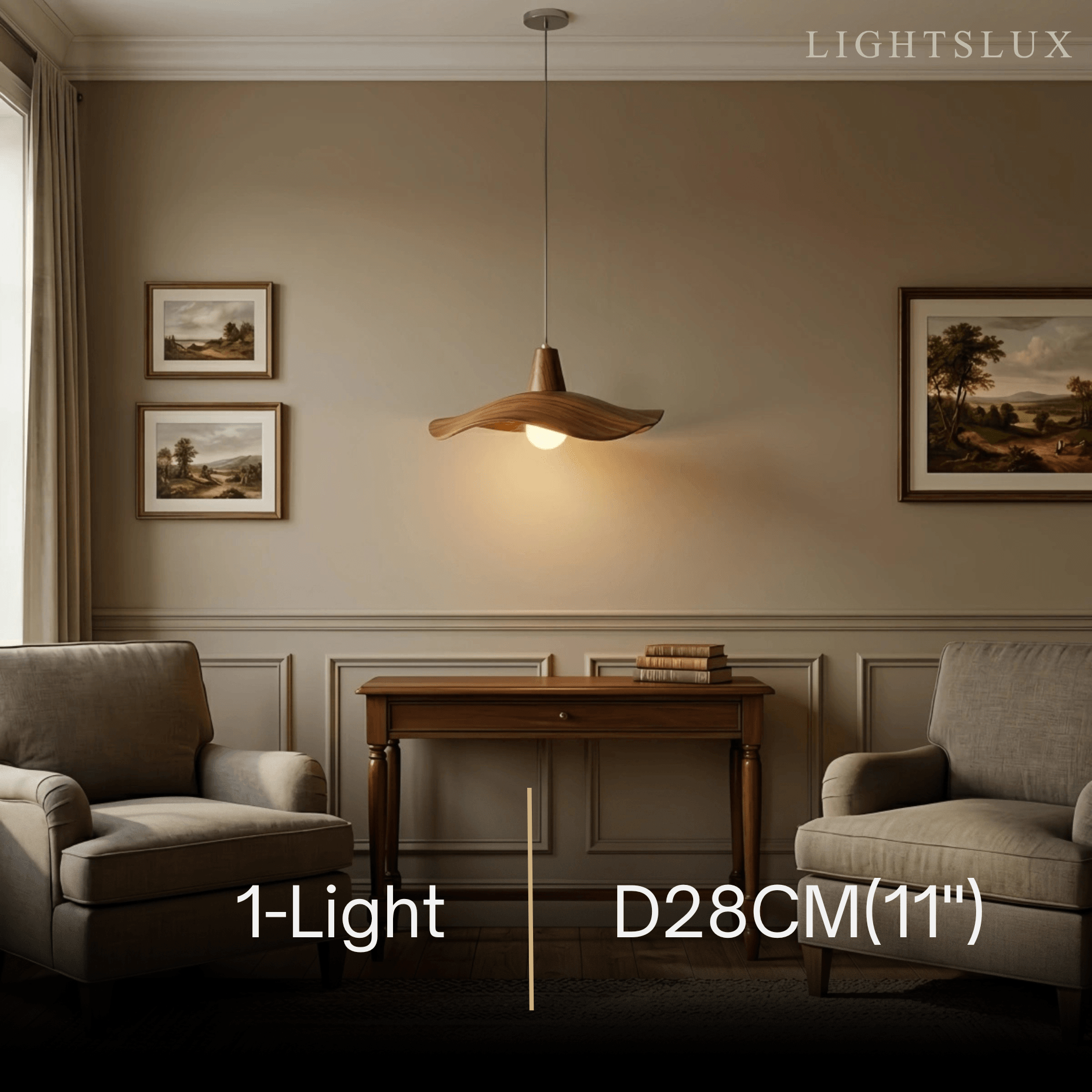 Retro Wave Pendant Light – Mahogany Resin & Metal Design for Dining Room - Flindria