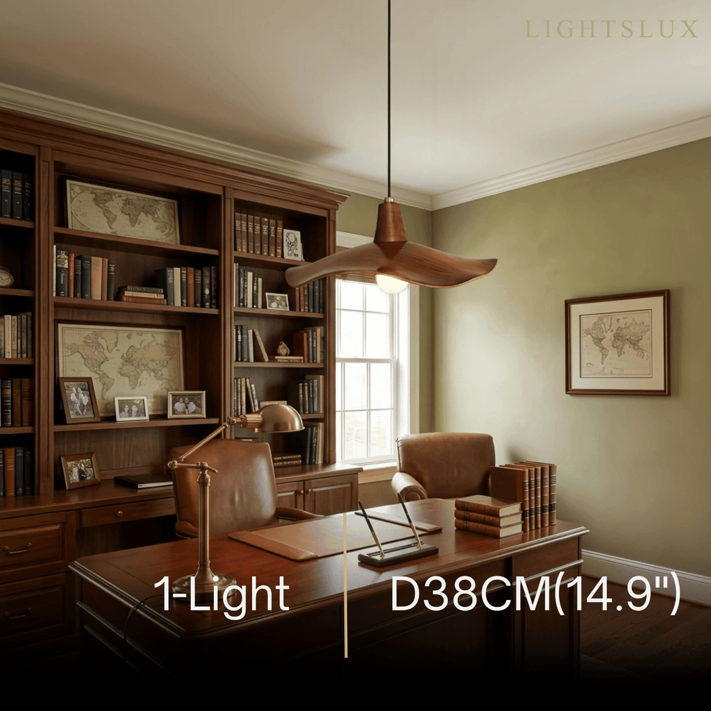Retro Wave Pendant Light – Mahogany Resin & Metal Design for Dining Room - Flindria