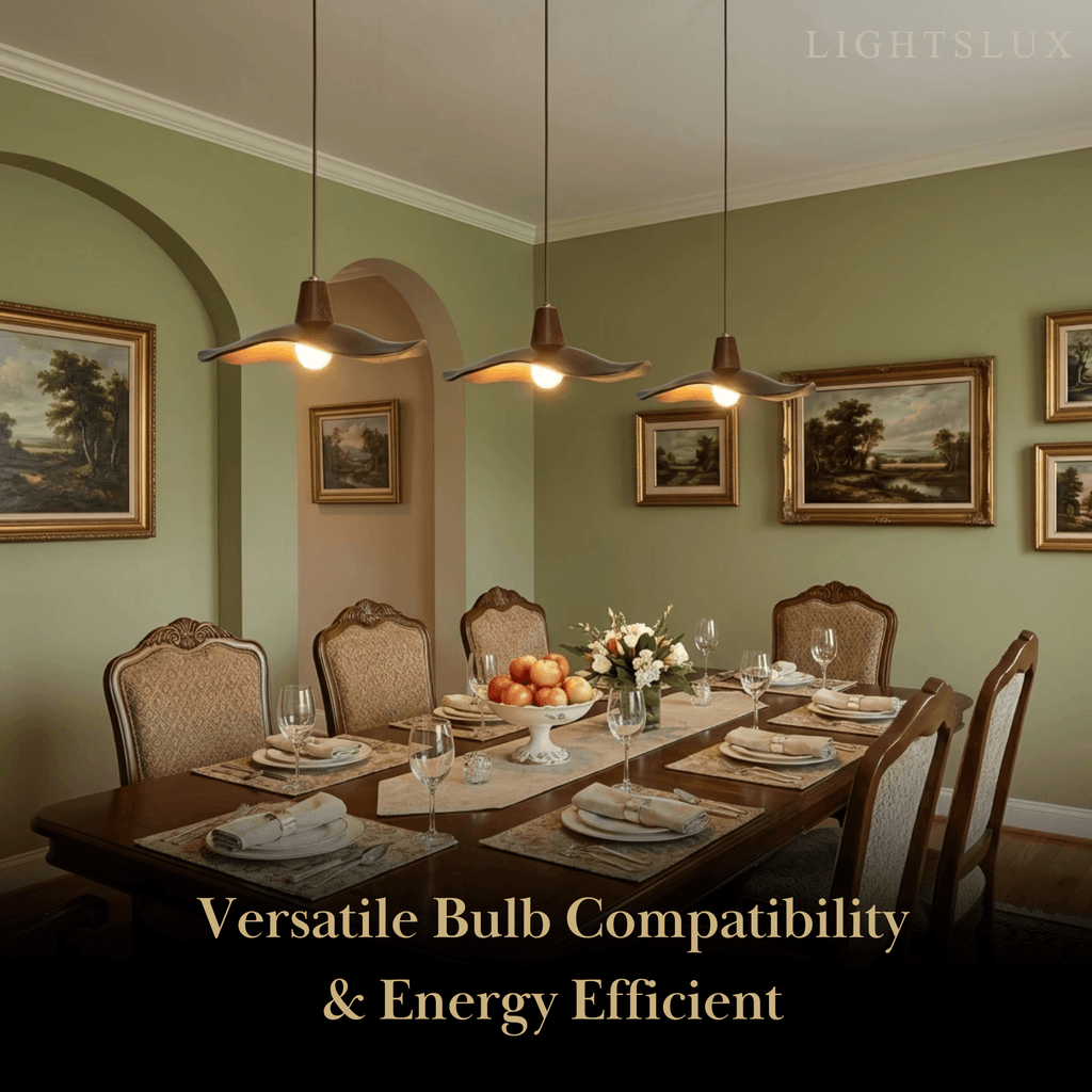 Retro Wave Pendant Light – Mahogany Resin & Metal Design for Dining Room - Flindria