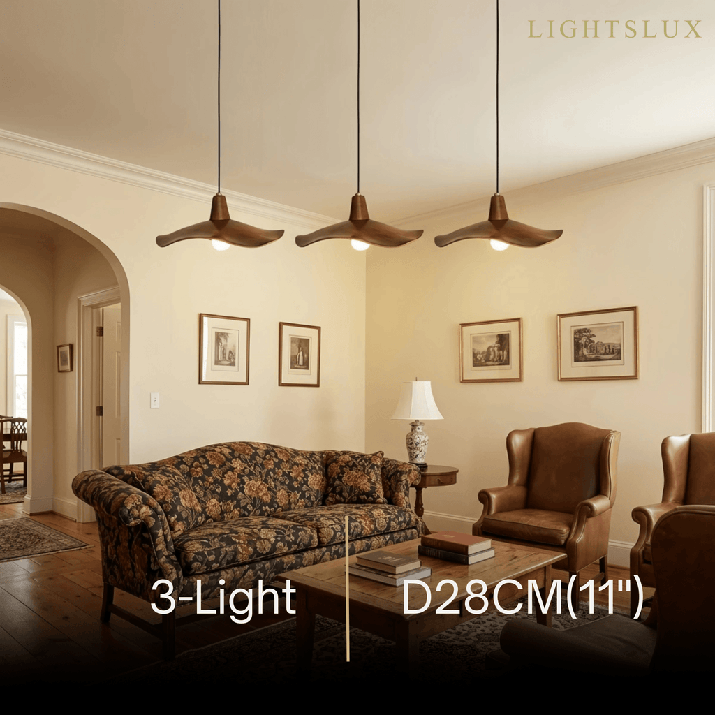 Retro Wave Pendant Light – Mahogany Resin & Metal Design for Dining Room - Flindria