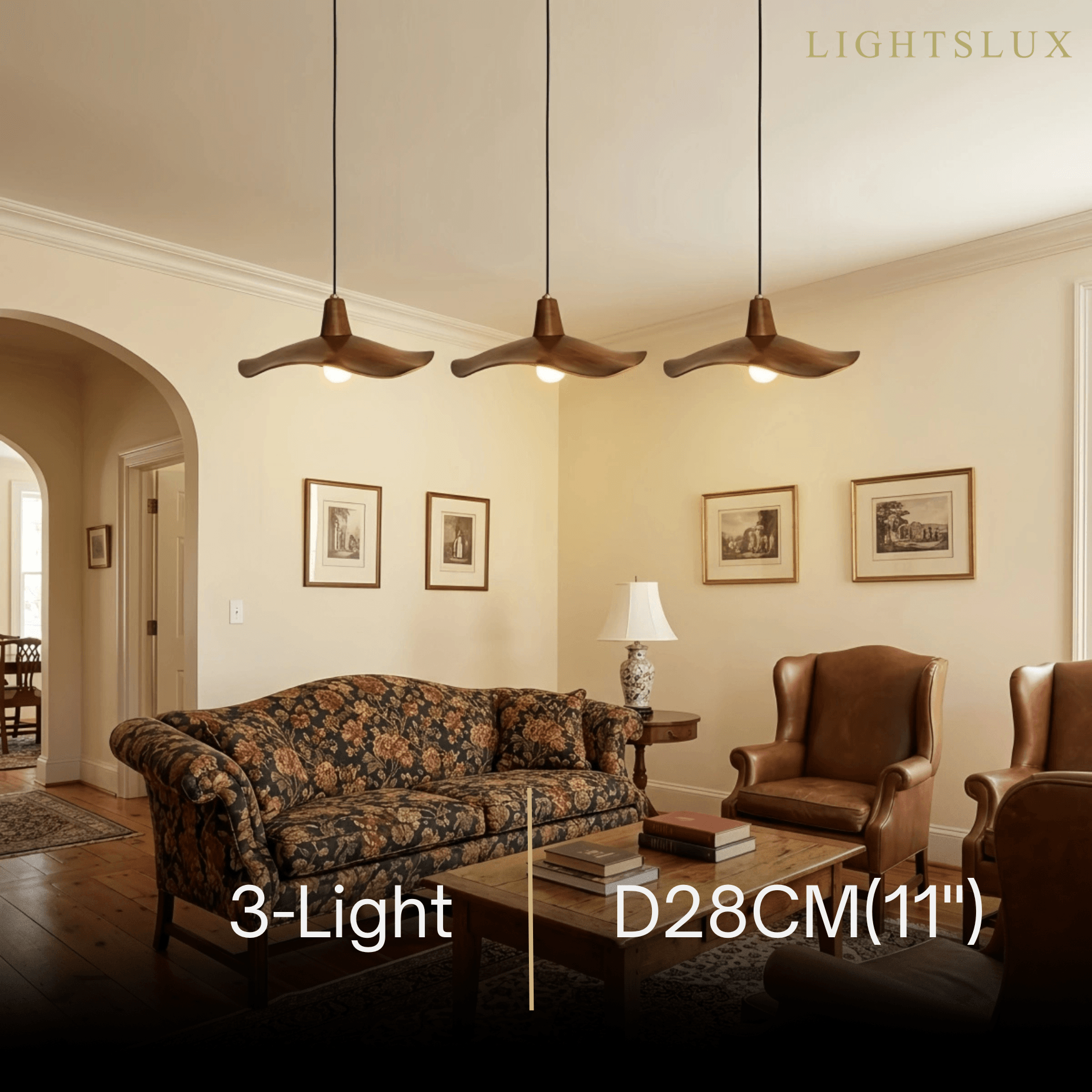 Retro Wave Pendant Light – Mahogany Resin & Metal Design for Dining Room - Flindria