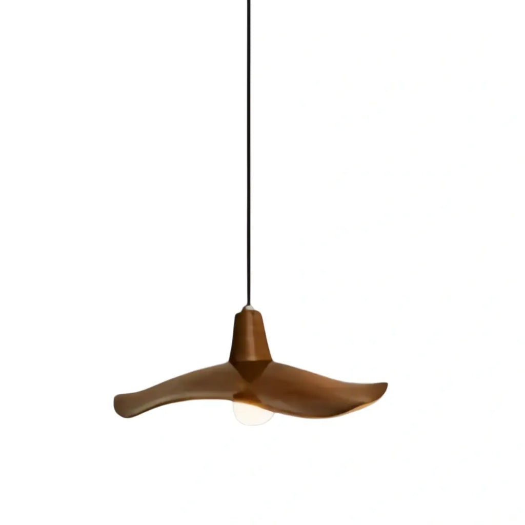 Retro Wave Pendant Light – Mahogany Resin & Metal Design for Dining Room - Flindria