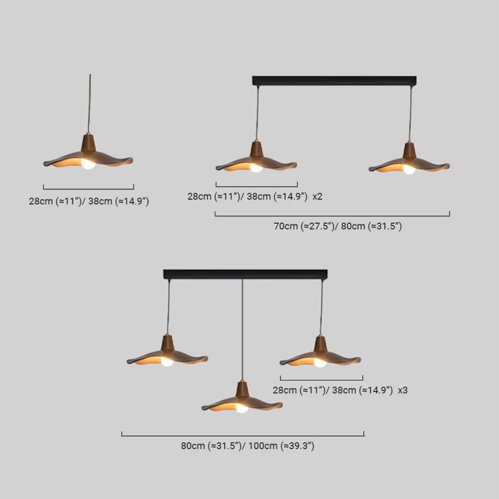 Retro Wave Pendant Light – Mahogany Resin & Metal Design for Dining Room - Flindria