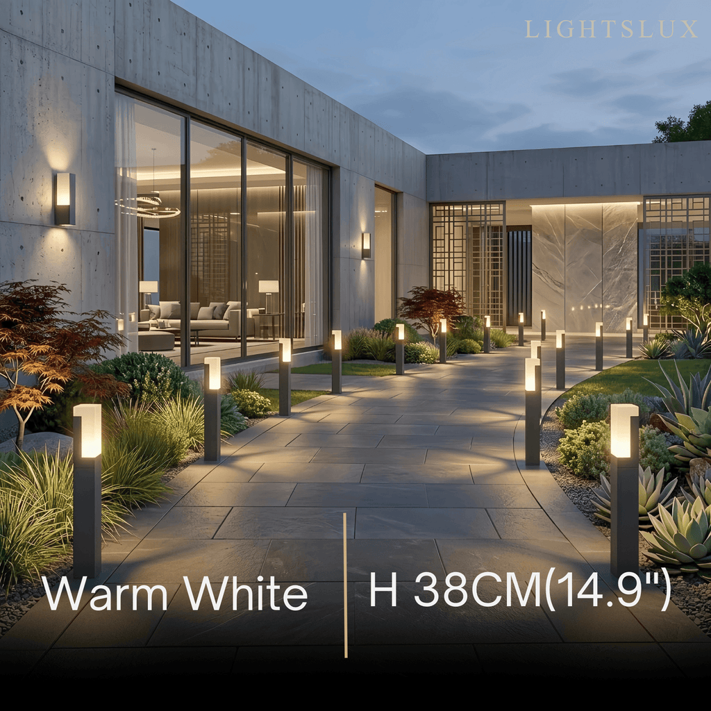 Luces de camino modernas - Diseño rectangular de metal negro y acrílico para jardín - Flindria