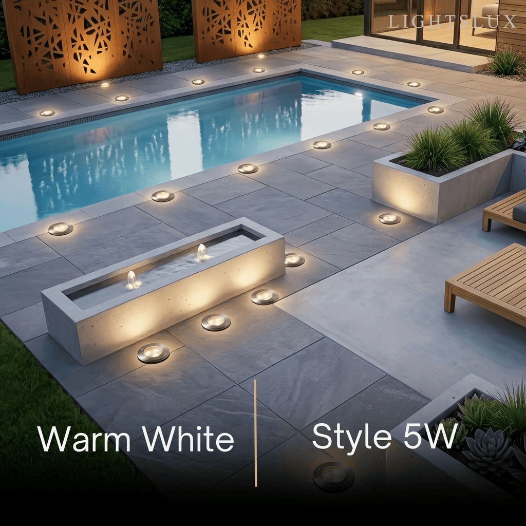 Luces minimalistas para suelo exterior - Diseño redondo de metal negro y vidrio para jardín - Flindria