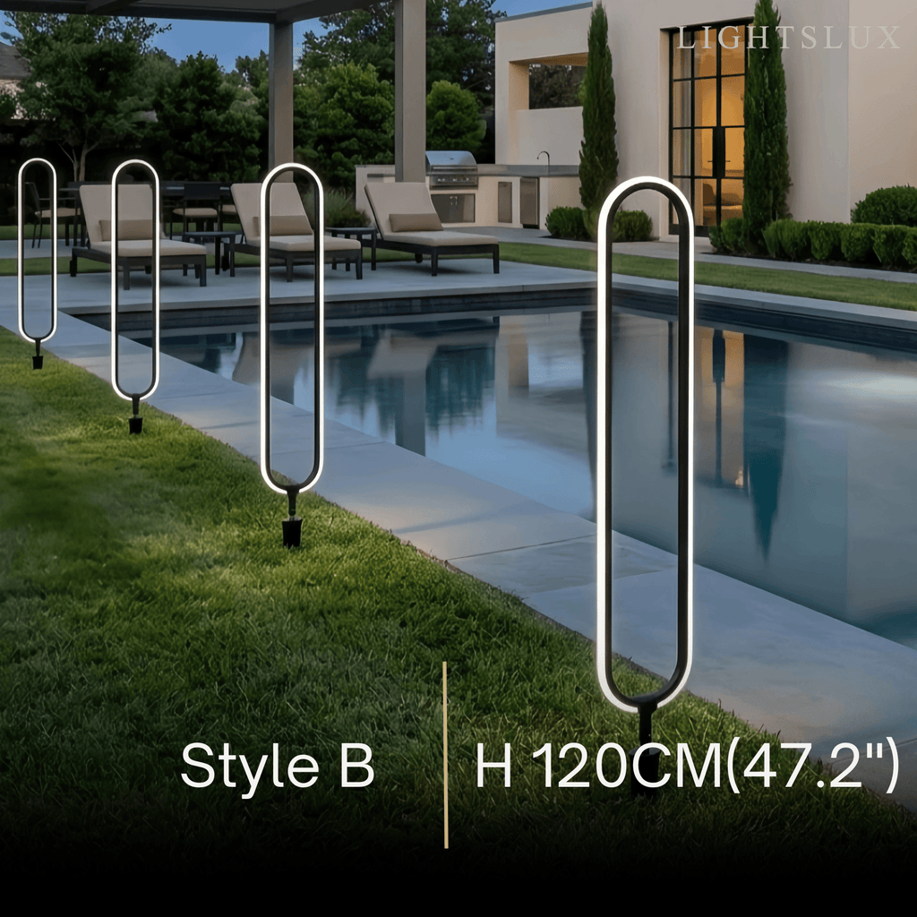 Luz de sendero industrial - Diseño de anillo de metal negro y acrílico para jardín - Flindria