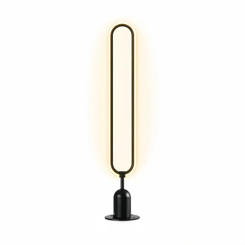 Luz de sendero industrial - Diseño de anillo de metal negro y acrílico para jardín - Flindria