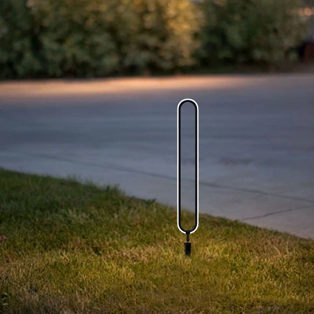 Luz de sendero industrial - Diseño de anillo de metal negro y acrílico para jardín - Flindria