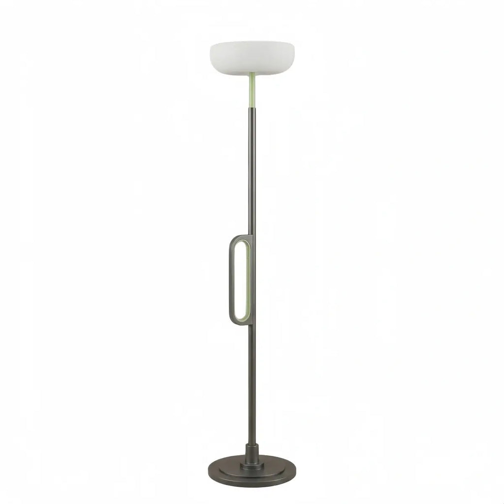 Lámpara de pie exterior moderna - Diseño en forma de cuenco de metal negro y acrílico para patio - Flindria