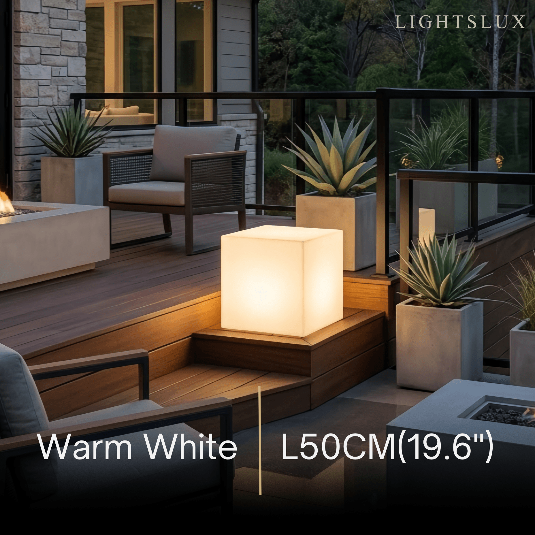 Modern Outdoor Floor Lamp - White Acrylic Square Design for Garden - Flindria