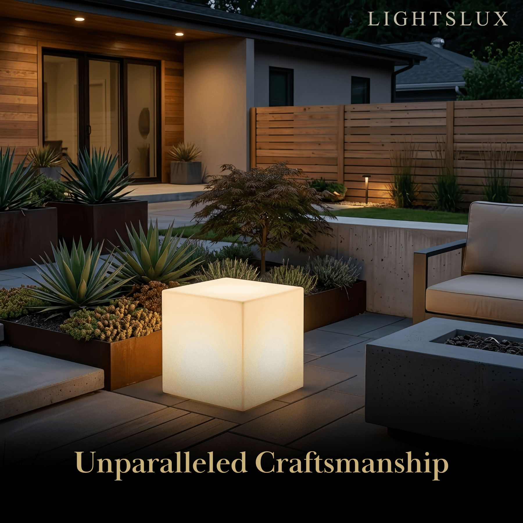Modern Outdoor Floor Lamp - White Acrylic Square Design for Garden - Flindria