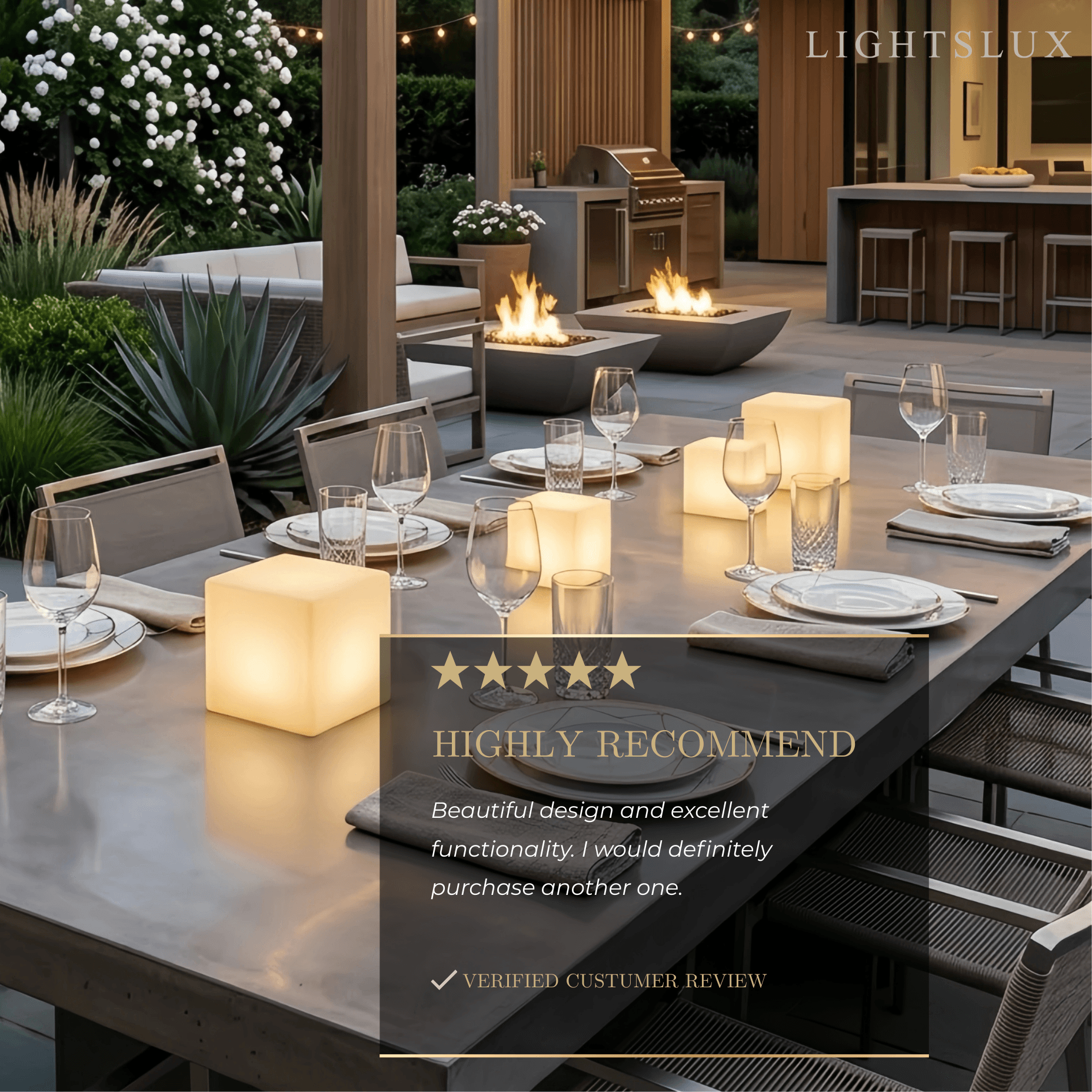 Modern Outdoor Floor Lamp - White Acrylic Square Design for Garden - Flindria