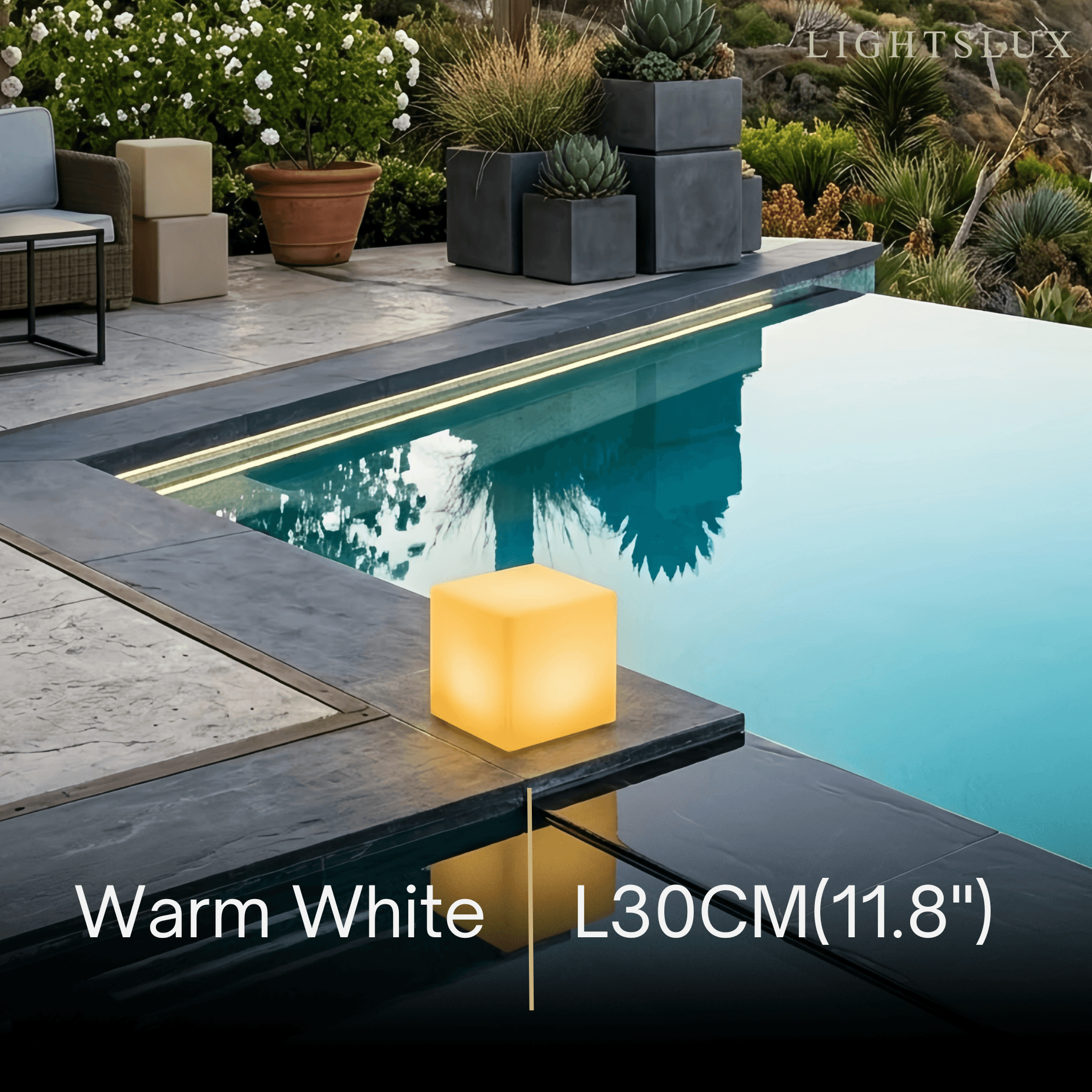 Modern Outdoor Floor Lamp - White Acrylic Square Design for Garden - Flindria