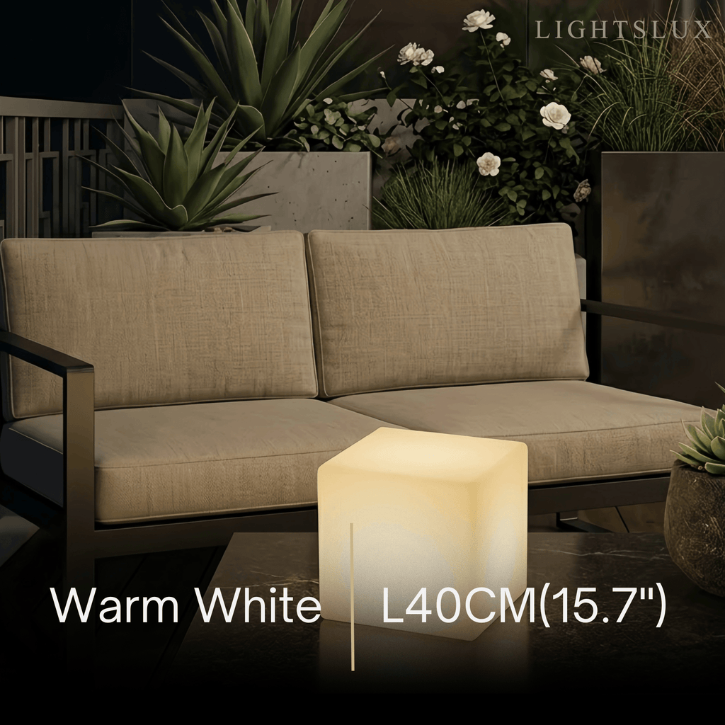 Modern Outdoor Floor Lamp - White Acrylic Square Design for Garden - Flindria
