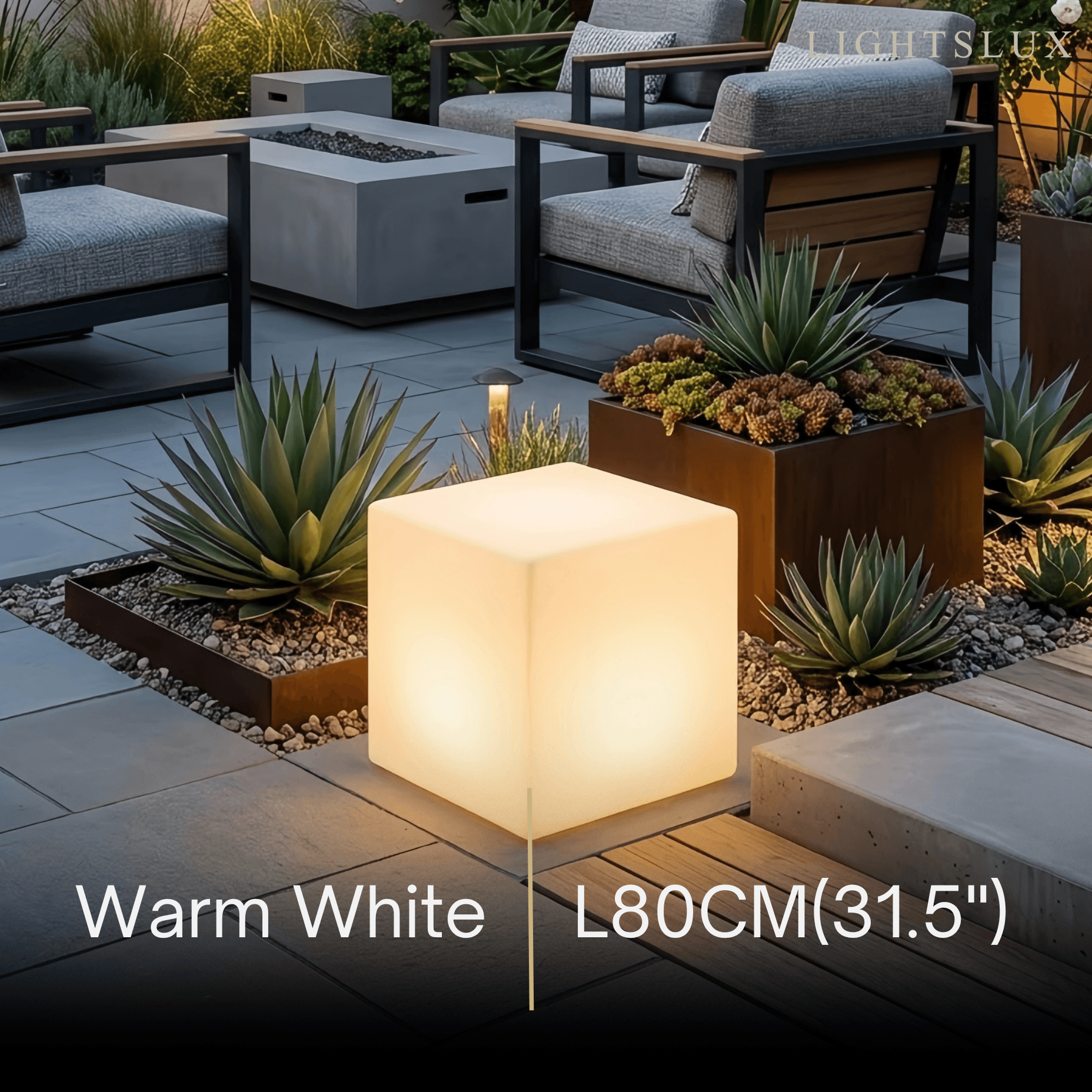 Modern Outdoor Floor Lamp - White Acrylic Square Design for Garden - Flindria