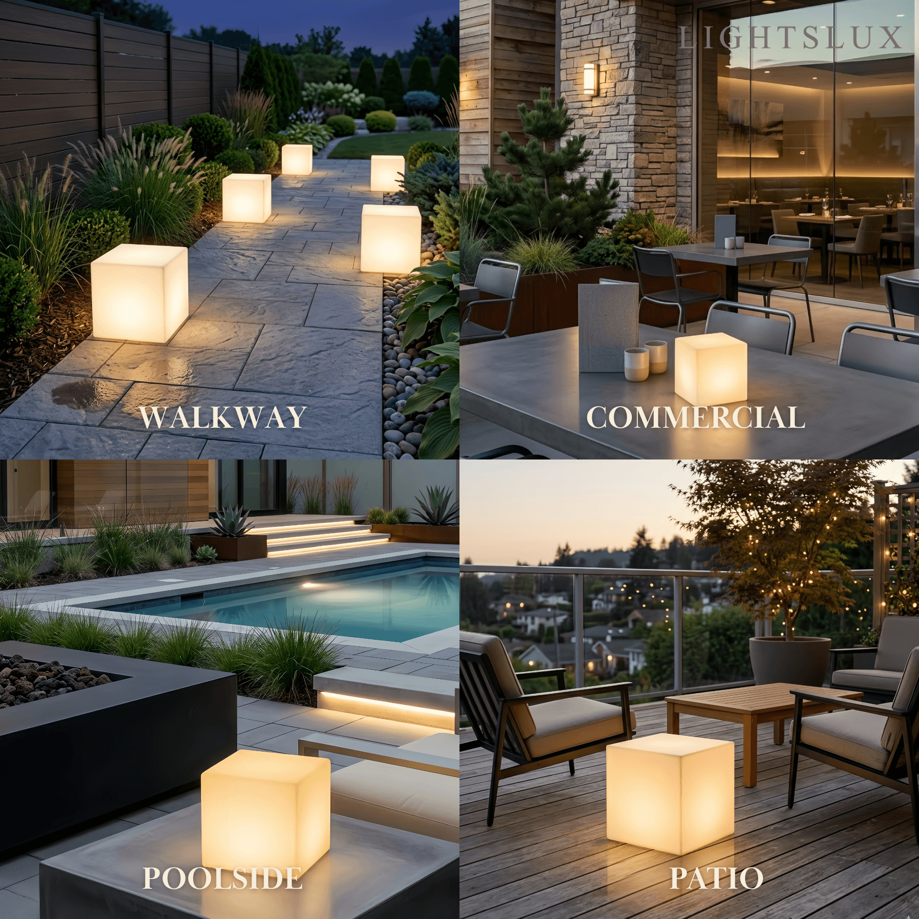 Modern Outdoor Floor Lamp - White Acrylic Square Design for Garden - Flindria