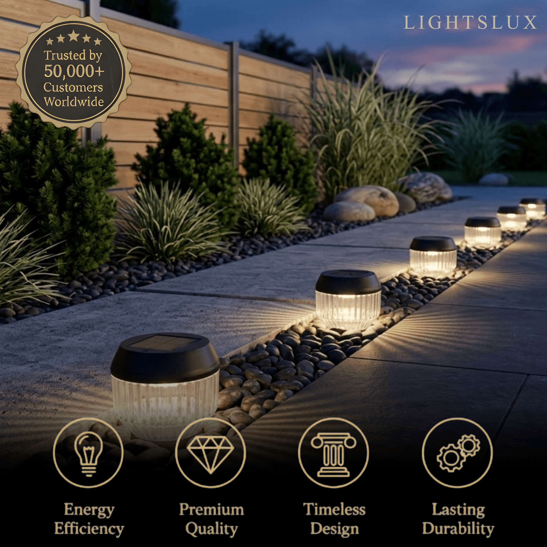 Luces de camino solares modernas - Iluminación exterior acrílica negra para jardín - Flindria