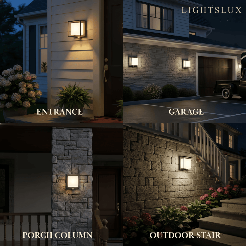 Modern Rectangular Outdoor Wall Sconce – Black Acrylic Solar Light with Sensor - Flindria