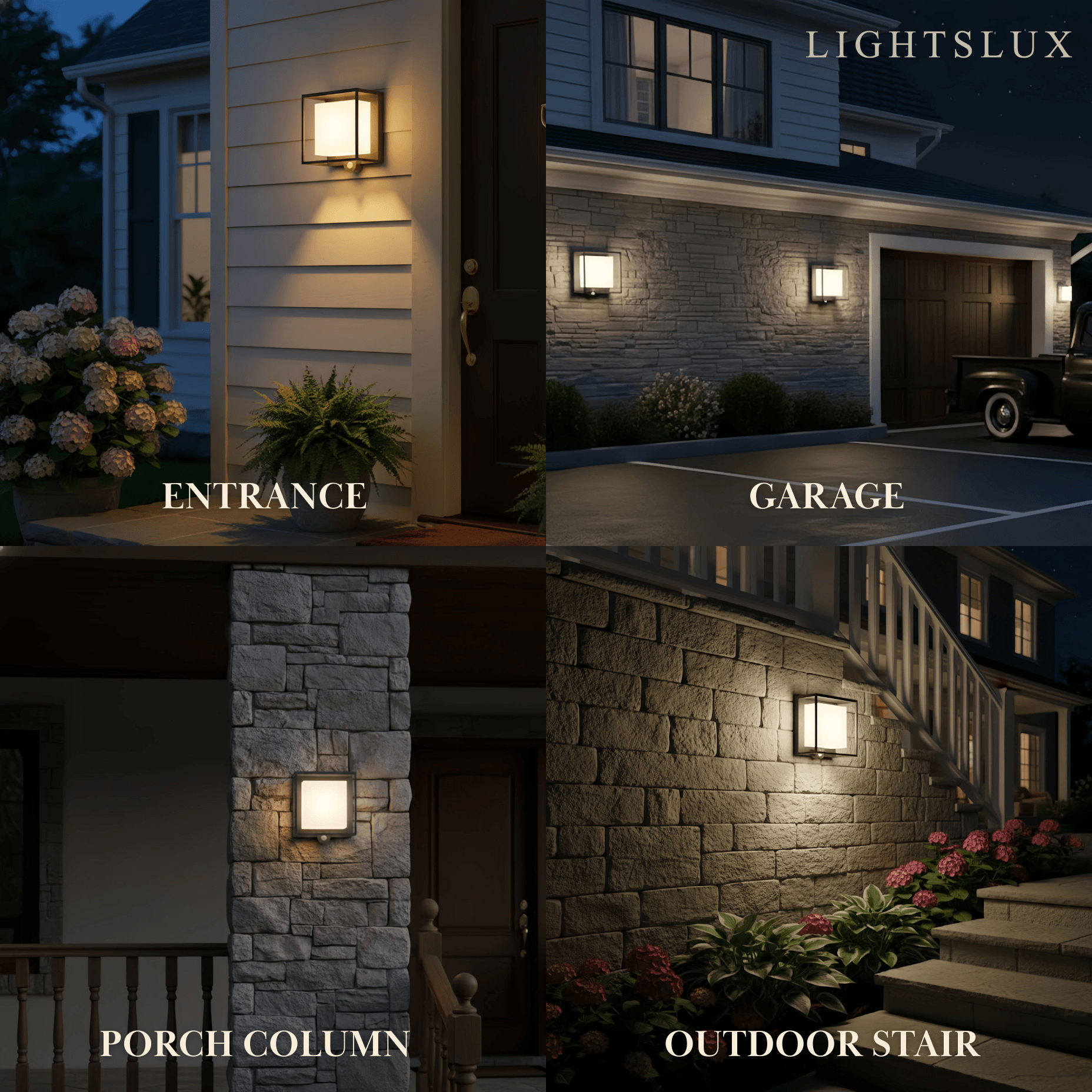 Modern Rectangular Outdoor Wall Sconce – Black Acrylic Solar Light with Sensor - Flindria